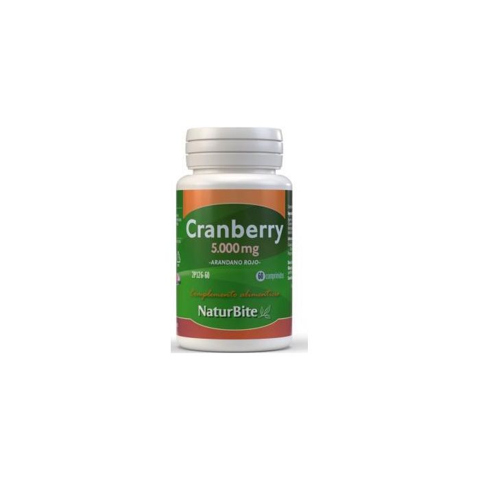 NATURBITE Cranberry Arándano Rojo 5000mg Vías Urinarias, 60 Comprimidos