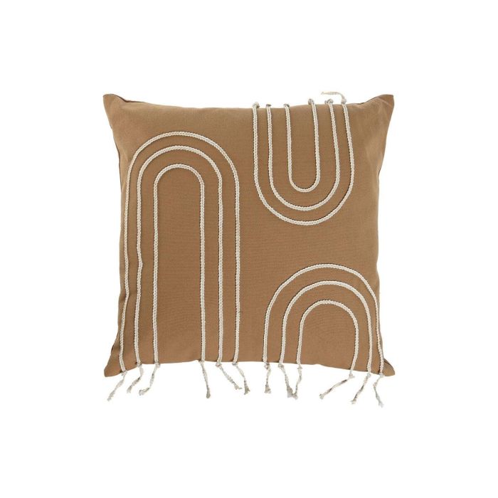 Cojin Boho DKD Home Decor Mostaza Blanco 45 x 45 cm