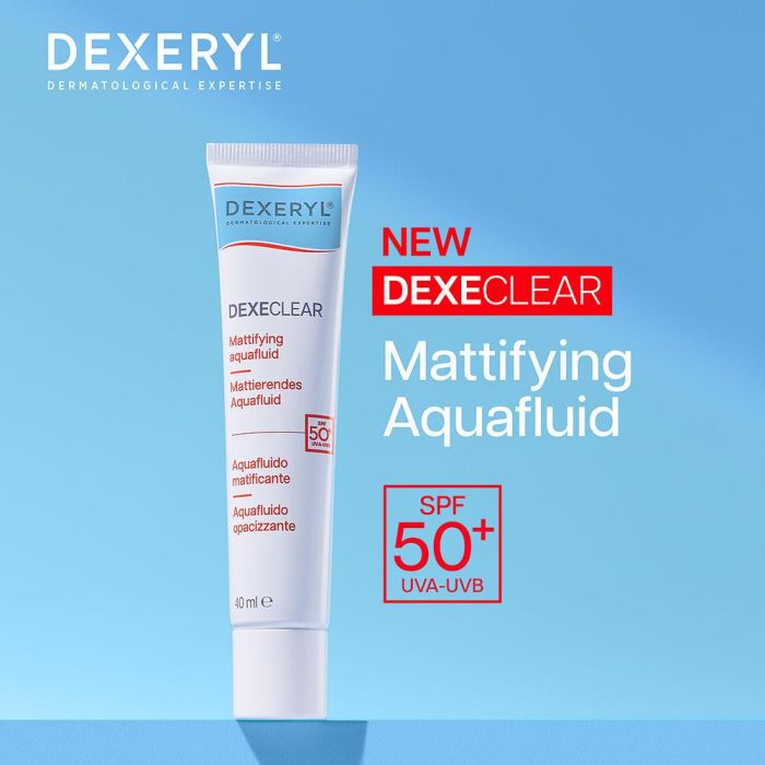 Dexeryl DEXECLEAR Aquafluido Matificante SPF50+ 40 ml para Pieles Grasas y con Tendencia Acneica 1
