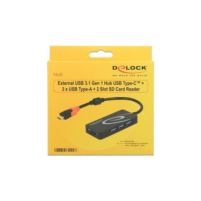 DeLOCK HUB USB 3.0 con 3 Puertos USB Type-A y Lector de Tarjetas SD/MicroSD, USB Type-C™, Negro 2 DeLOCK HUB USB 3.0 con 3 Puertos USB Type-A y Lector de Tarjetas SD/MicroSD, USB Type-C™, Negro 2