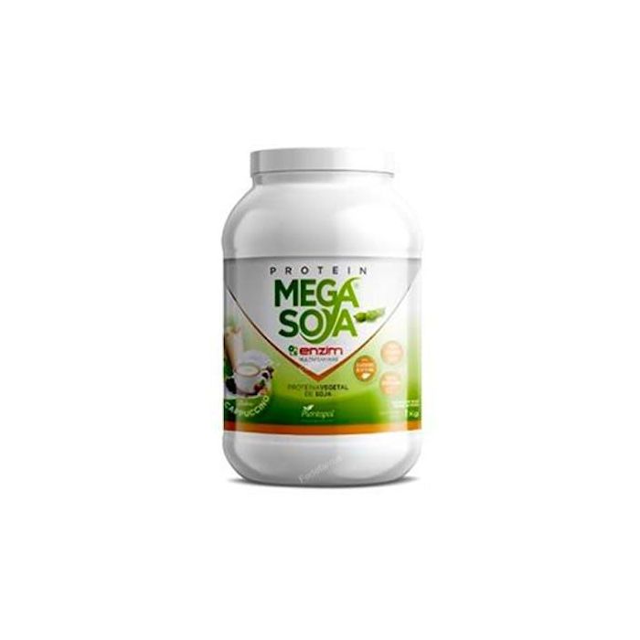 Protein Mega Soya Proteína de Soja Aislada Capuchino 1Kg - Vegana, con Vitaminas y Enzimas Digestivas