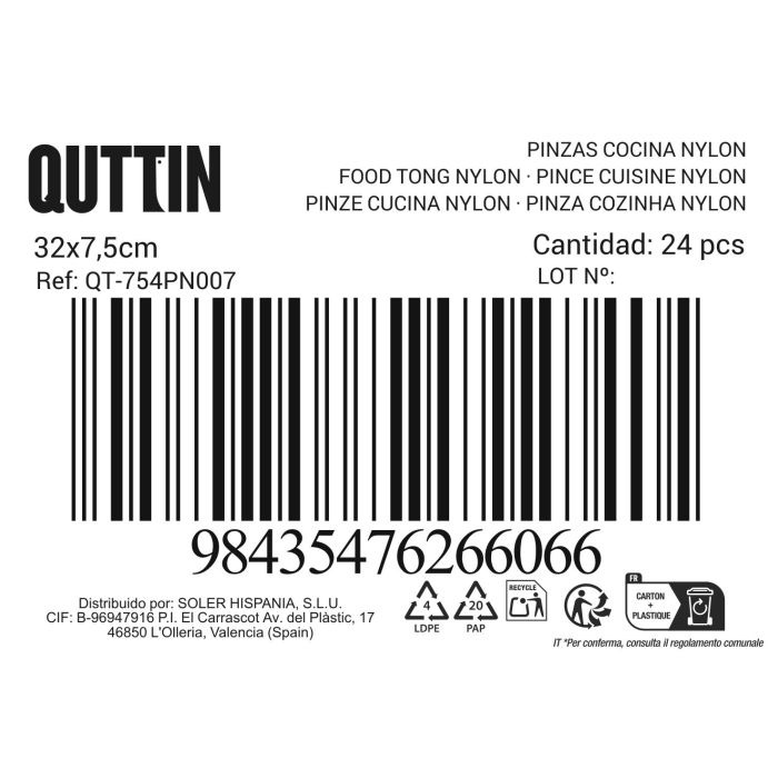 Pinzas Nylon Negra "Quttin" (24 Unidades) 1