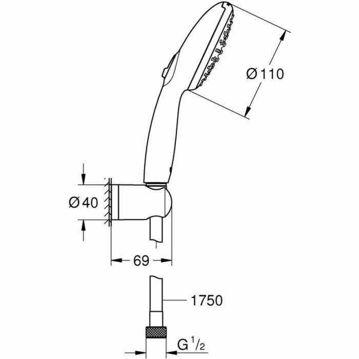 GROHE 27950001 Set de Ducha Vitalio Start 110 con Rociador de 2 Chorros, Soporte y Flexo, Ahorro de Agua 2
