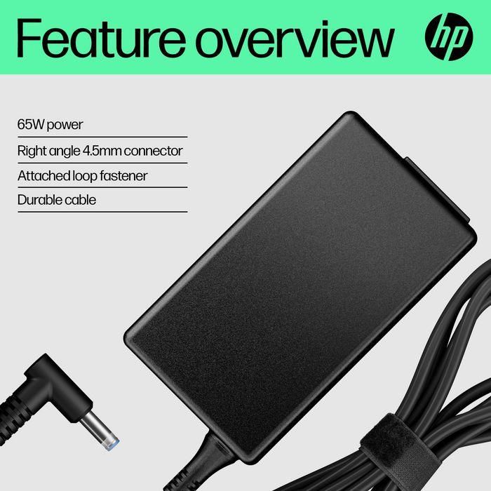 HP 65W Smart AC Adapter | Adaptador de Corriente Inteligente para Portátiles HP | Compatible con Modelos Actuales y Anteriores 1