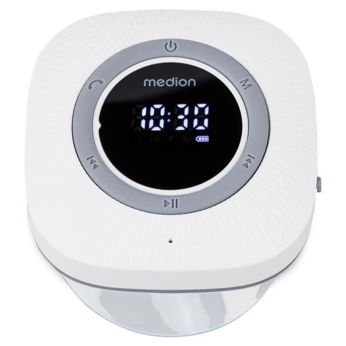 Medion MED1737362723132 Radio de Ducha FM Bluetooth IPX6 con Soporte de Ventosa, Blanco 4