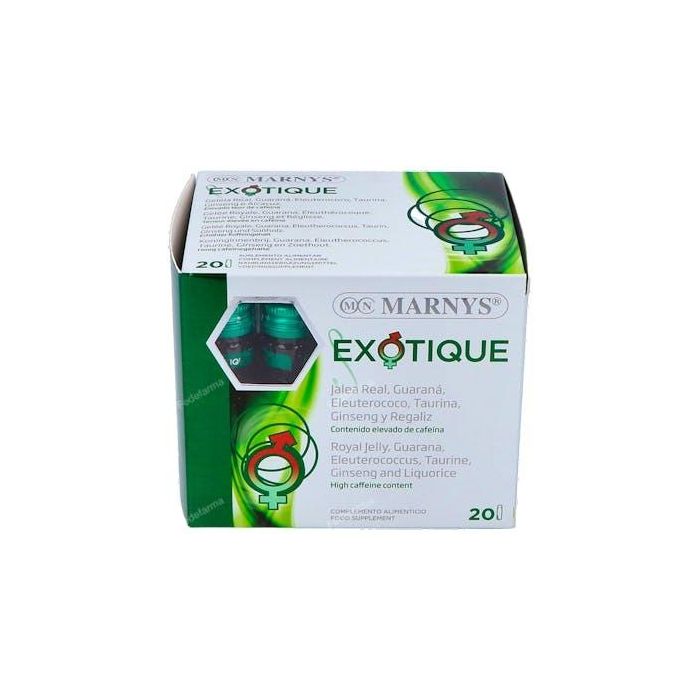 MARNYS S-Exotique 20 Viales con Jalea Real, Guaraná, Taurina, Eleuterococo y Ginseng para Energía y Vitalidad
