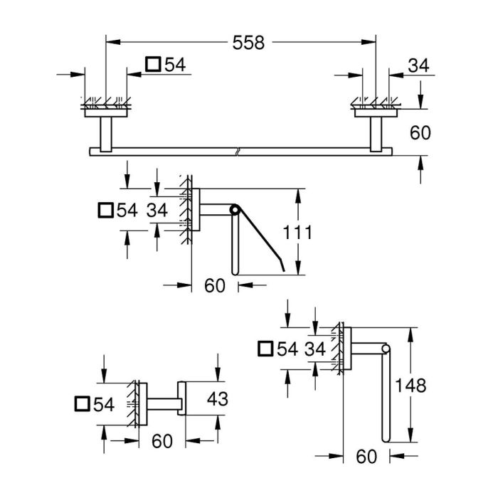 Grohe 41115000 Juego Completo de Accesorios 4 en 1 para Ducha, Cromo Brillante, Construcción de Metal Resistente 1