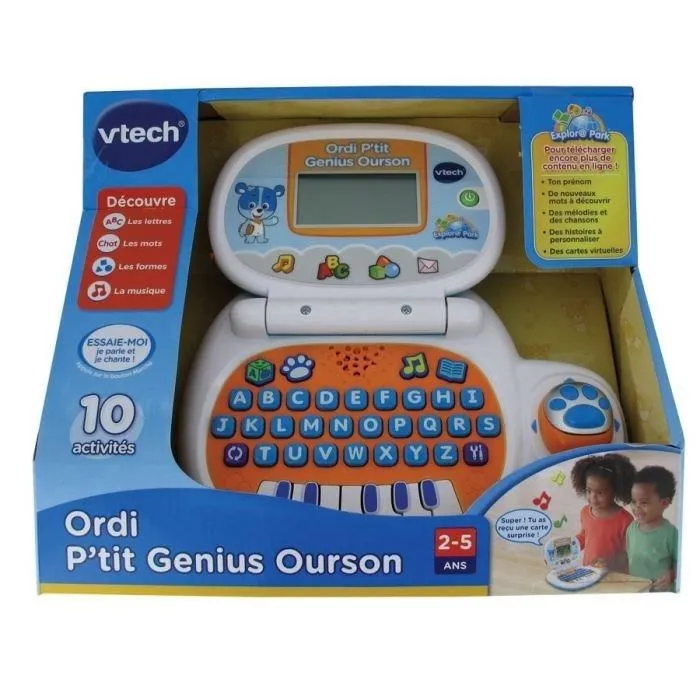 Vtech Ordi P'tit Genius Blue Bear Computadora Educativa para Niños de 2 a 5 Años en Francés 4