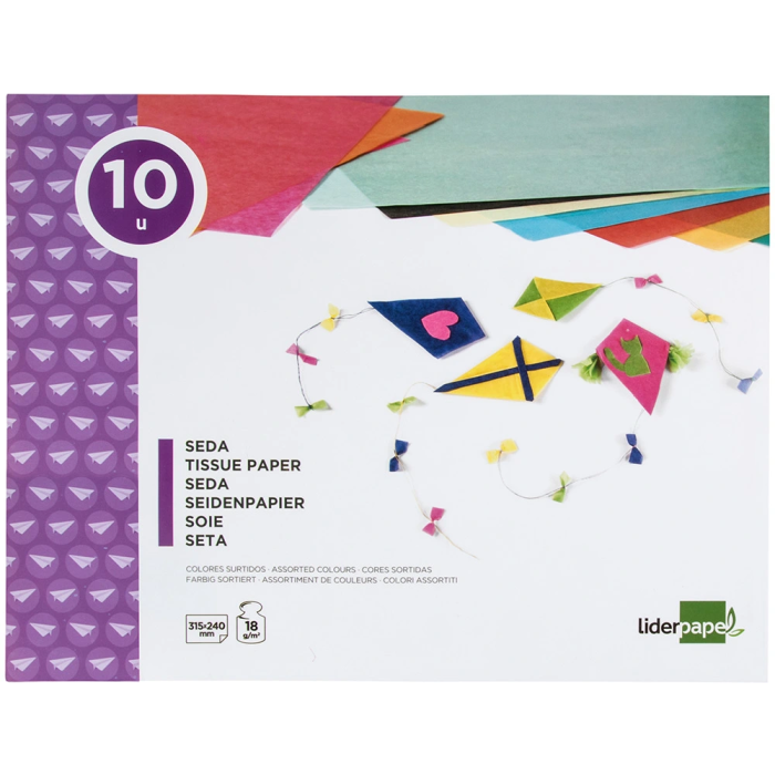 Liderpapel Bloc trabajos manuales Papel Seda 240x315mm 10 hojas Colores Surtidos 1