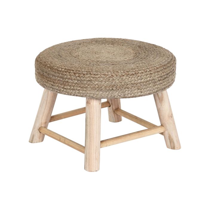DKD Home Decor Reposapiés Urban, Estilo Yute y Eucalipto, Color Marrón Natural, Dimensiones 50x50x30 cm, Altura de Asiento 35 cm
