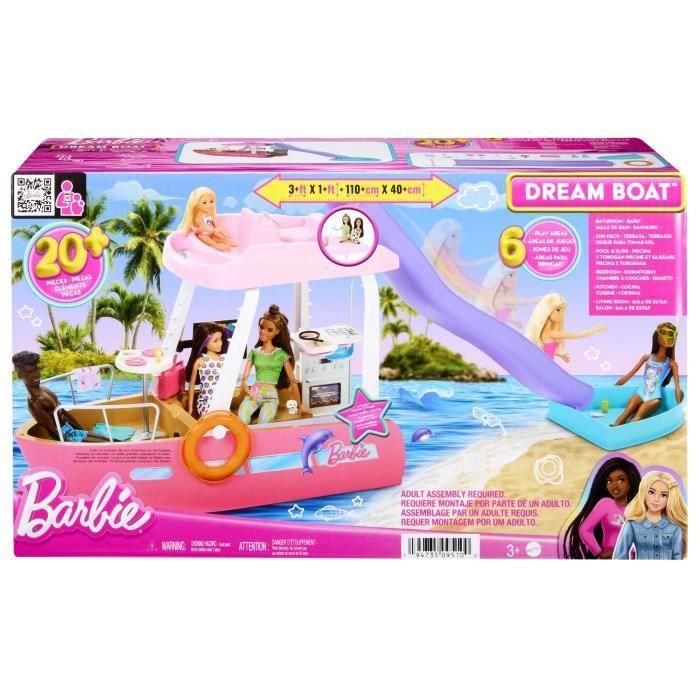 Barbie Dream Boat, Gran Bote Rosa con 20 Accesorios para Muñecas, 3+ años 3