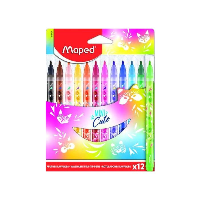 Maped Rotuladores Mini Cute Estuche de 12 Colores Surtidos - Tinta Lavable