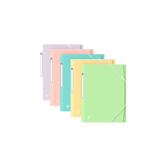 Oxford Carpeta de Gomas Urban 3 Solapas A4+ Plástico Translúcido Colores Pastel - Pack 10 Unidades, Capacidad 150 Hojas (10 Unidades)