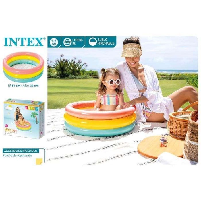 Piscina hinchable 3 aros colores con suelo hinchable (capacidad 28 litros) (1/3 años)61x22 cm - modelos surtidos 7