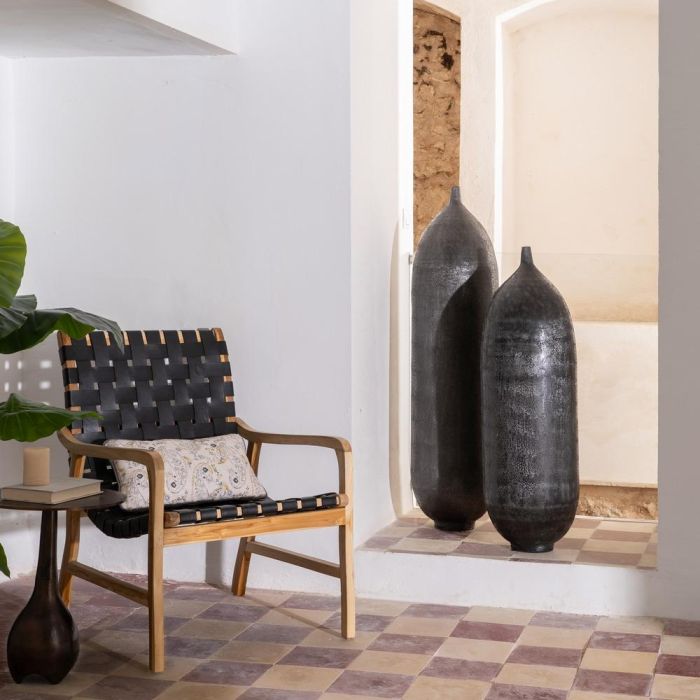 Jarrón Negro Aluminio Decoración 33 X 33 X 100 cm