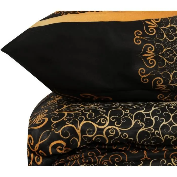 Sin marca ASI8681875567564 Juego de cama - Funda nórdica 220x240 cm + 2 fundas de almohada 60x60 cm - 100% Algodón Reforzado - Negro 2