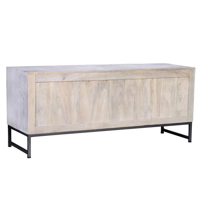 Giner y Colomer Mueble Tv Madera de Mango y Patas de Metal Blanco Envejecido 6