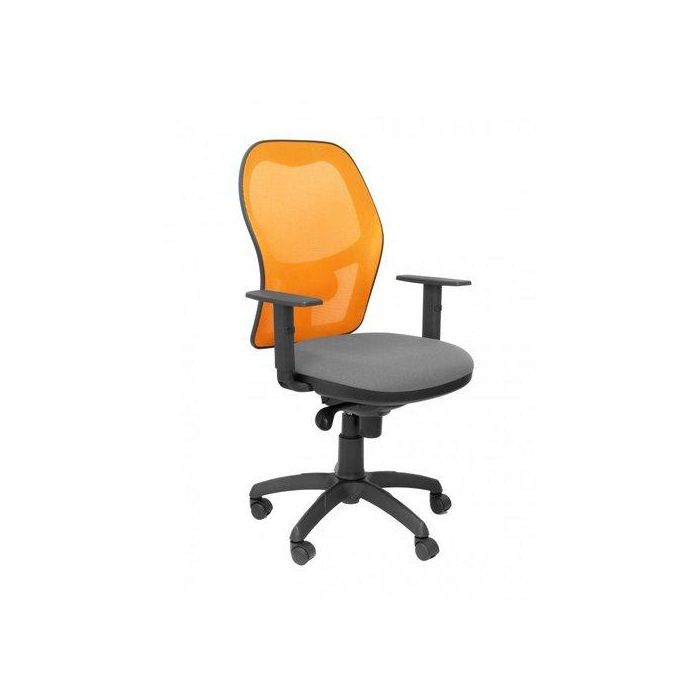 Silla Piqueras Y Crespo Jorquera Brazos Regulables Mecanismo Sincro Con Regulador De Tension Respaldo De Malla Naranja Y Asiento Tapizado Bali Gris Medio