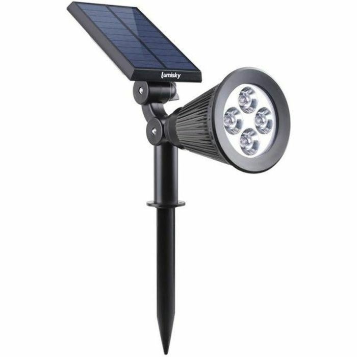 LUMISKY Foco solar exterior resistente al agua - 4 LED blancos - 200 Lm - Cabezal giratorio a 90 ° C