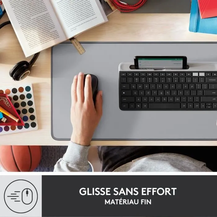 Logitech DESK MAT Studio Series Alfombrilla de Escritorio Antideslizante, Resistente a Derrames, 700 x 300 x 2 mm, Gris Medio 4