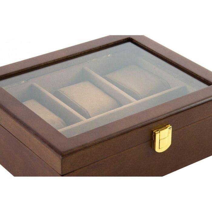 Caja-Joyero DKD Home Decor Marrón Madera Cristal Madera MDF 21 x 18 x 8 cm 1