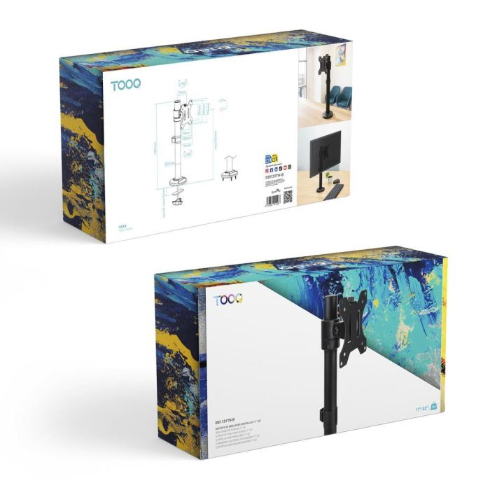 TooQ Soporte de Mesa para Monitor DB1131TN-B Giratorio Inclinable 17'-32' hasta 8kg Negro 8