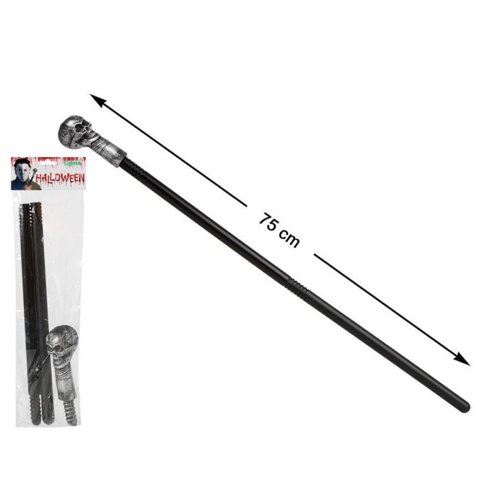 Cetro Calavera Plateada 75 cm Desmontable para Disfraces de Rey del Inframundo, Brujo o Nigromante