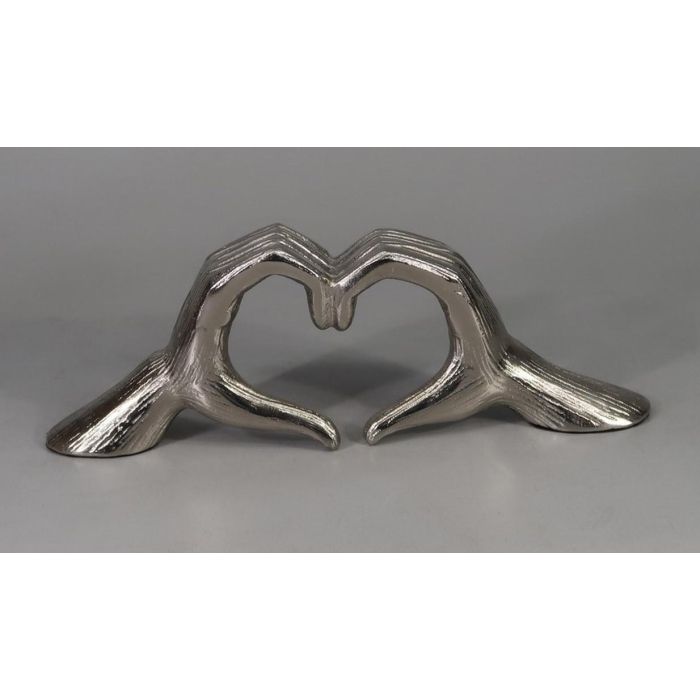 DKD Home Decor Decoración Moderna de Aluminio Plateado con Corazones - 31 cm Ancho, 6 cm Largo, 12 cm Alto (2 Unidades)