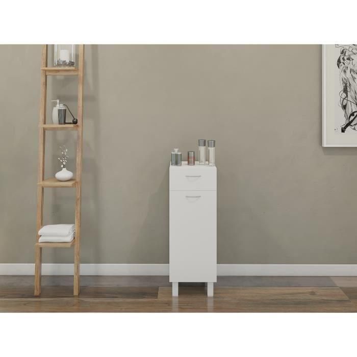 ESSENTIAL - Mueble 1 puerta 1 cajón - Blanco - L 30 cm 1 ESSENTIAL - Mueble 1 puerta 1 cajón - Blanco - L 30 cm 1