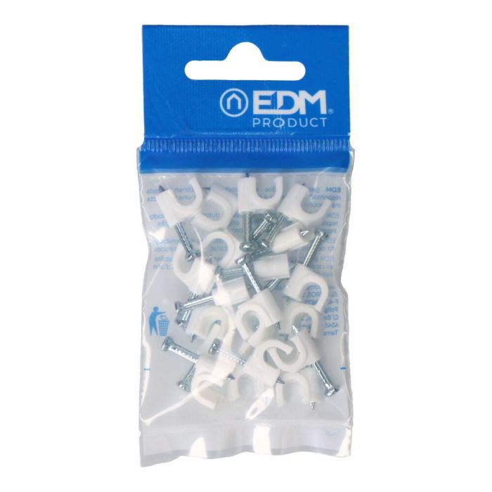 Edm Grapa blanca para cable manguera tubular 2x1,0mm n°6 (blister 20 unid.)