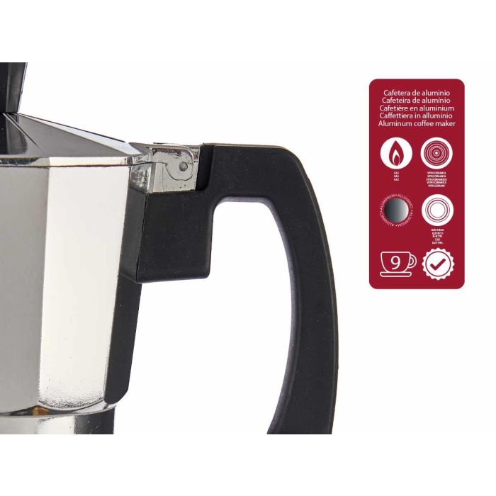 Cafetera Aluminio 9 Tazas Con Asa Kinvara 19X21CM (12 Unidades) 3 Cafetera Aluminio 9 Tazas Con Asa Kinvara 19X21CM (12 Unidades) 3