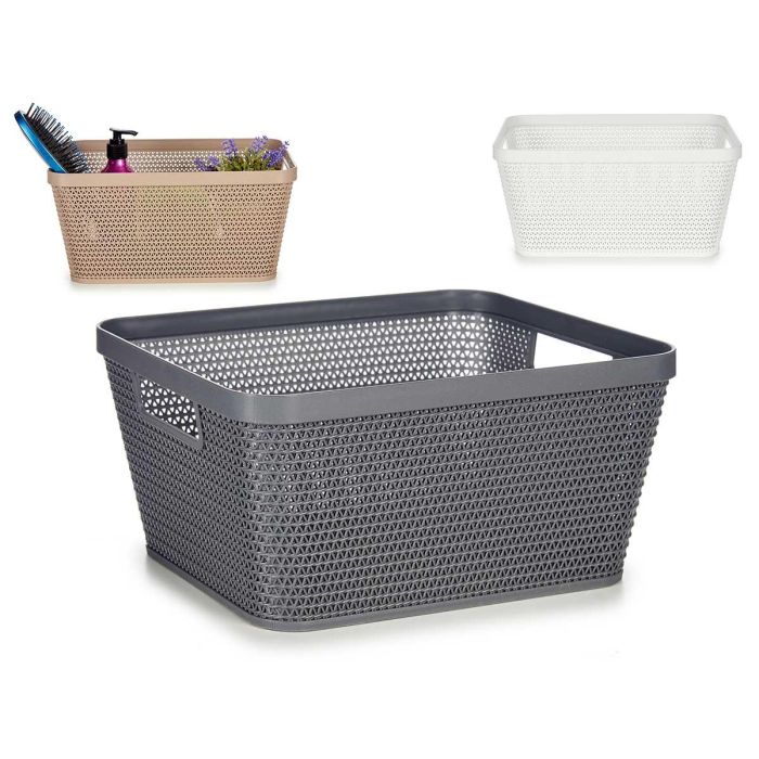 Cesta Multiuso Kipit Rectangular 29x13x23 cm, 5 L - Beige, Blanco, Gris (18 Unidades) Cesta Multiuso Kipit Rectangular 29x13x23 cm, 5 L - Beige, Blanco, Gris (18 Unidades)