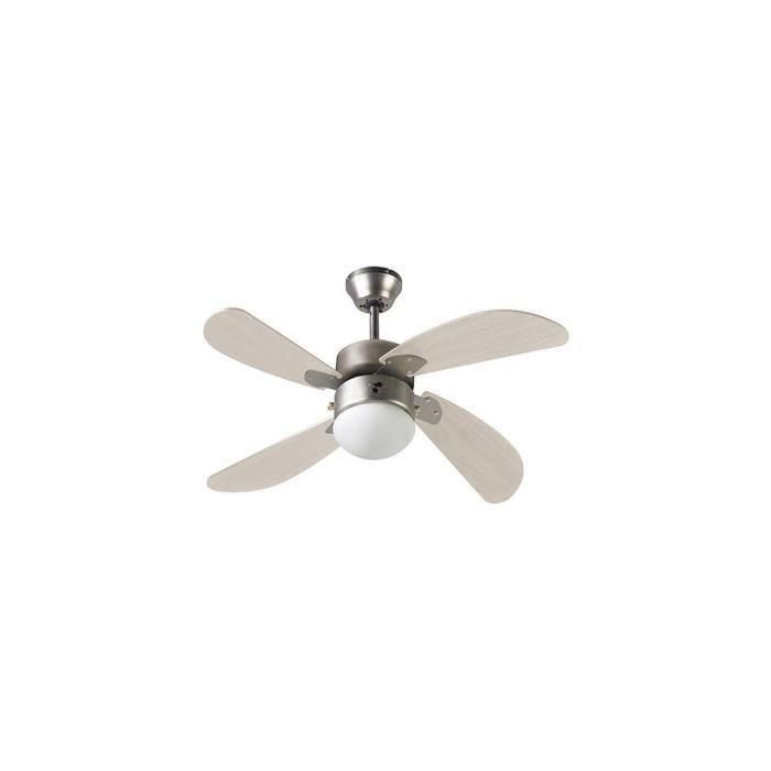 FARELEK - BERMUDA Ø 107 cm - Ventilador de techo reversible, 4 aspas de roble claro + iluminación 1 globo 60W E27 - 112423 1 FARELEK - BERMUDA Ø 107 cm - Ventilador de techo reversible, 4 aspas de roble claro + iluminación 1 globo 60W E27 - 112423 1