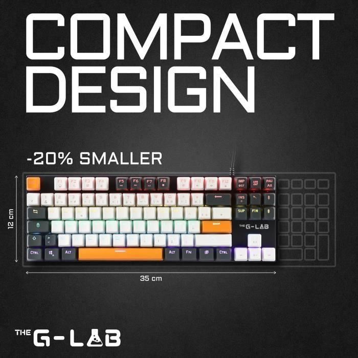 Teclado Gaming - THE G-LAB - KEYZ-MERCURY-C/FR - Mecánico - TKL - 3 colores Blanco+Negro+NaranjaFR 1