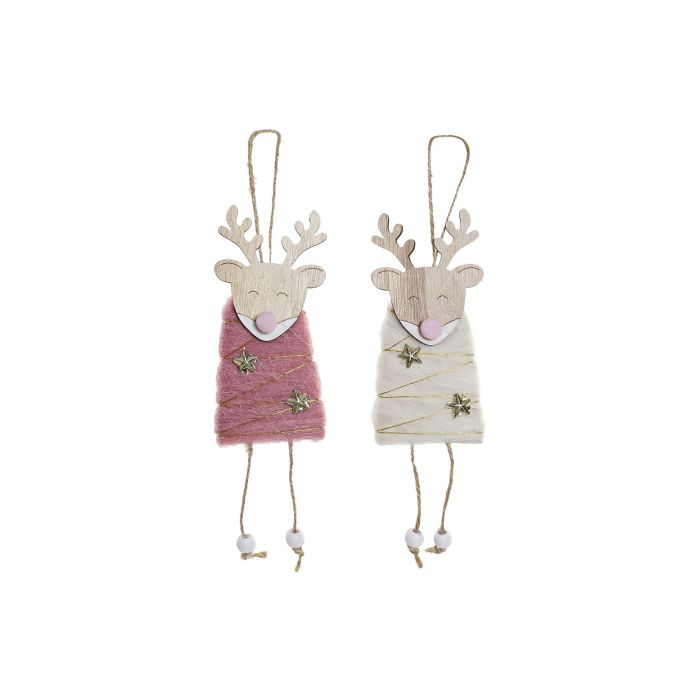 DKD Home Decor Decoración Colgante Navidad Fantasía Reno Rosa Palo Blanco 12 Unidades Surtido Aleatorio 0 DKD Home Decor Decoración Colgante Navidad Fantasía Reno Rosa Palo Blanco 12 Unidades Surtido Aleatorio 0