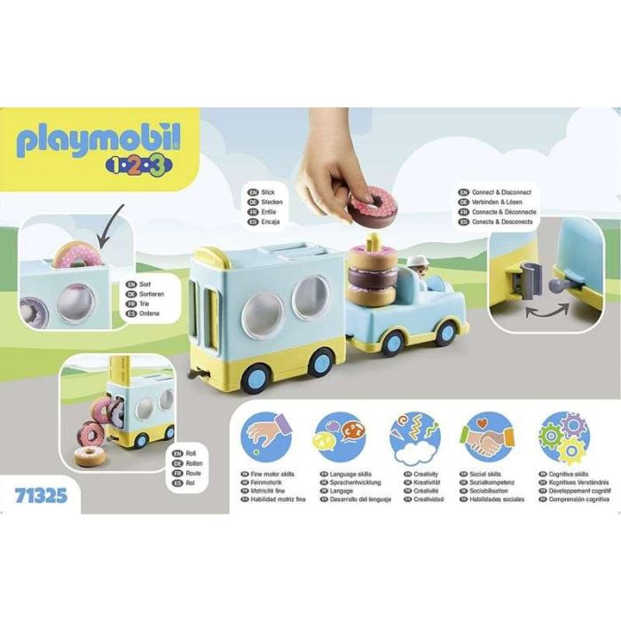 Playmobil Camión de Dónut 1.2.3 con Figuras y Accesorios para Niños a Partir de 1 Año 2