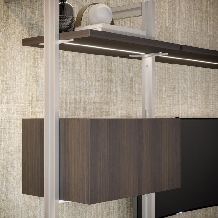 Emuca Lote de 2 estructuras Zero con herrajes y perfiles para montaje al suelo y a pared con nivelador circular, Aluminio y Zamak, Gris piedra 4