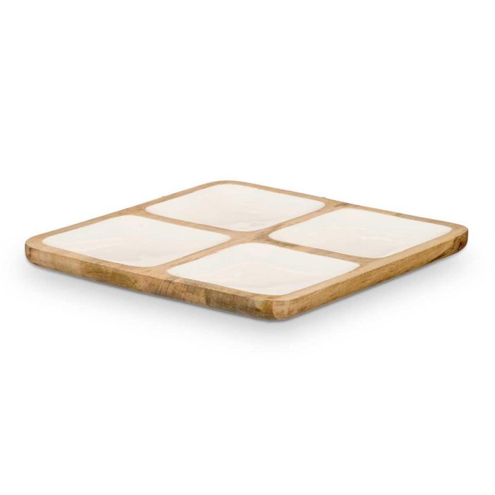 Bandeja Cuadrada 4 Espacios Madera Mango Blanco Giftdecor 29X3CM (6 Unidades) 1 Bandeja Cuadrada 4 Espacios Madera Mango Blanco Giftdecor 29X3CM (6 Unidades) 1