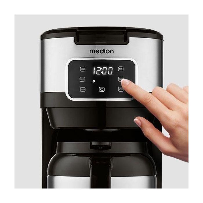 Cafetera Digital con Filtro Aislado - MEDION - 900W - 1.2L - Plateada 1 Cafetera Digital con Filtro Aislado - MEDION - 900W - 1.2L - Plateada 1