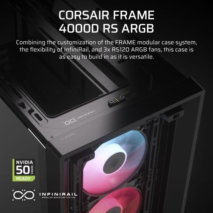 Corsair FRAME 4000D RS ARGB Midi Tower Negro CC-9011296-WW - Compatible con ATX, Iluminación ARGB, Ventiladores Incluidos 1 Corsair FRAME 4000D RS ARGB Midi Tower Negro CC-9011296-WW - Compatible con ATX, Iluminación ARGB, Ventiladores Incluidos 1