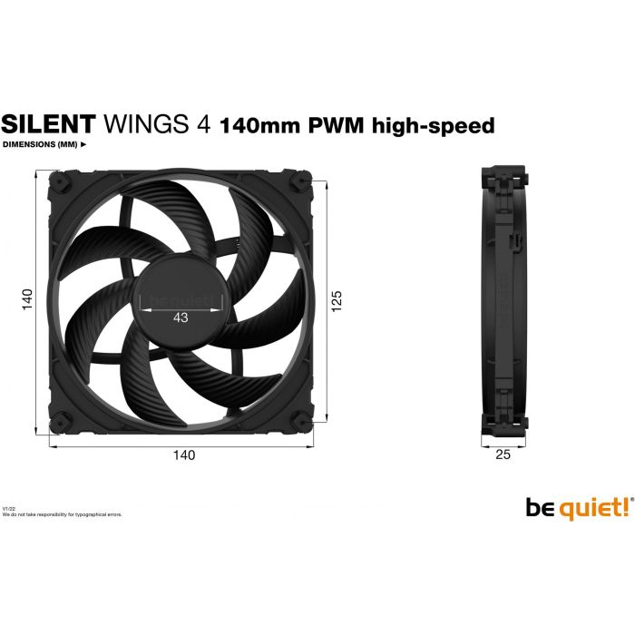 be quiet! SILENT WINGS 4 | 140mm PWM high-speed Ventilador para Caja de Ordenador, 14 cm, Negro 4 be quiet! SILENT WINGS 4 | 140mm PWM high-speed Ventilador para Caja de Ordenador, 14 cm, Negro 4
