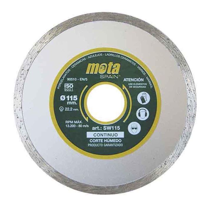 Disco diamantado liso corte humedo ø115mm clp18 sw115 mota