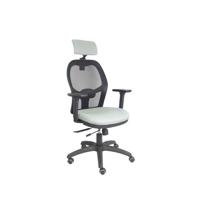 Silla Piqueras Y Crespo Jorquera Brazos 3D Y Cabecero Regulables Mecanismo Sincro Con Traslack Ruedas Parquet Respaldo De Malla Negra Y Asiento Tapizado Bali Gris Claro