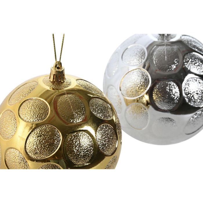 Bola Decoracion Navidad Moderna DKD Home Decor Dorado Plateado 10 x 30 x 20 cm Set de 6 (2 Unidades) 2