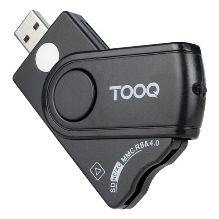 TooQ TQR-3012B Lector de DNI electrónico, Tarjetas Inteligentes, SIM, SD y MicroSD USB 2.0 Color Negro