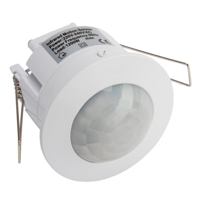Sensor Movimiento Empotrable 360º Compatible LED, Bajo Consumo e Incandescencia. Detección Infrarrojos 1200W/300W, Alcance 6m. 6 Sensor Movimiento Empotrable 360º Compatible LED, Bajo Consumo e Incandescencia. Detección Infrarrojos 1200W/300W, Alcance 6m. 6