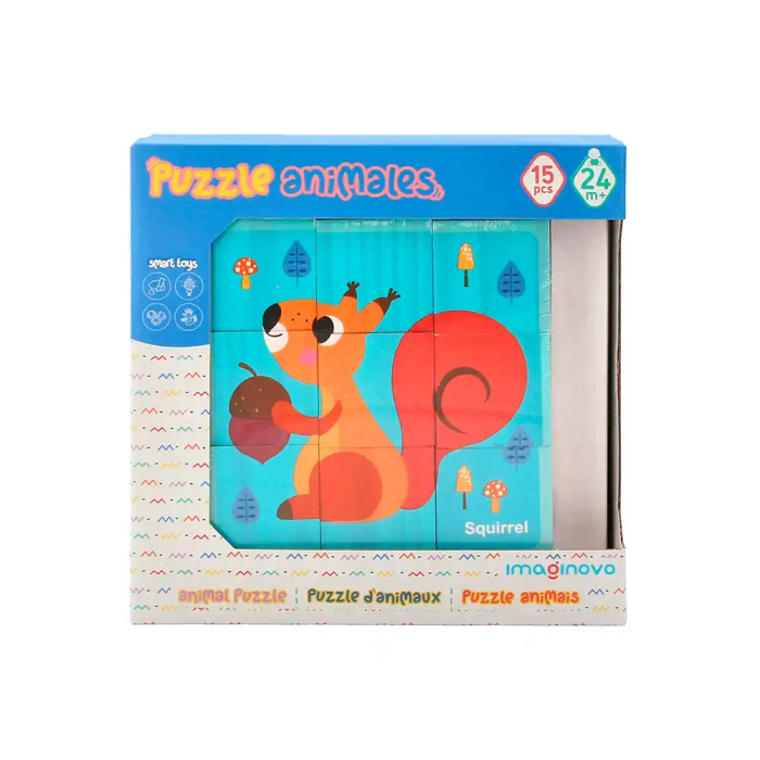 Imaginovo Puzle Infantil de Madera Cubos de Animales +24 Meses 15 Piezas 12 Patrones 22x22x6.4cm 5 Imaginovo Puzle Infantil de Madera Cubos de Animales +24 Meses 15 Piezas 12 Patrones 22x22x6.4cm 5