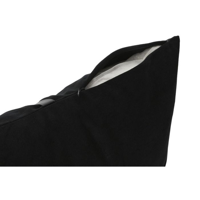 DKD Home Decor Cojín decorativo de Poliéster y PU negro y dorado con cremallera y hebilla, 430 gsm - 50 x 30 x 10 cm 1
