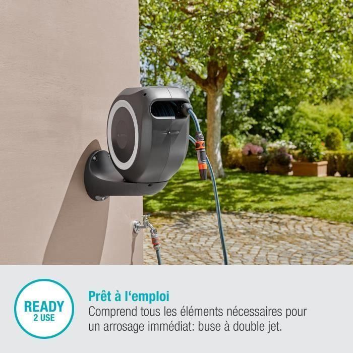 GARDENA Enrollador de manguera automático de pared RollUp M 20 m con borde blanco 5 GARDENA Enrollador de manguera automático de pared RollUp M 20 m con borde blanco 5