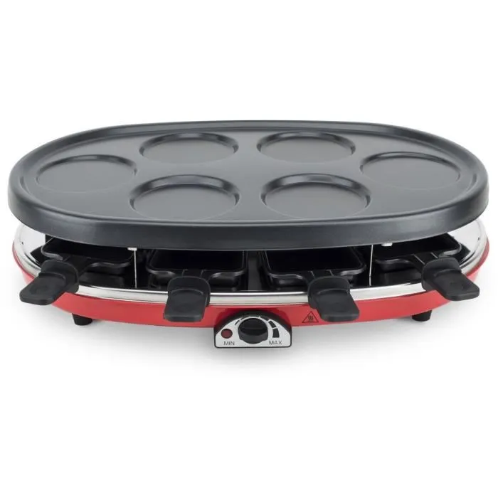 H.KOENIG RP418 Raclette para 8 personas, Plancha, Crepera y Parrilla - Rojo 2
